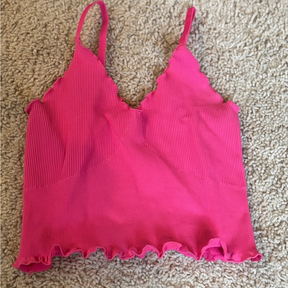 Pink Ribbed Women's Top